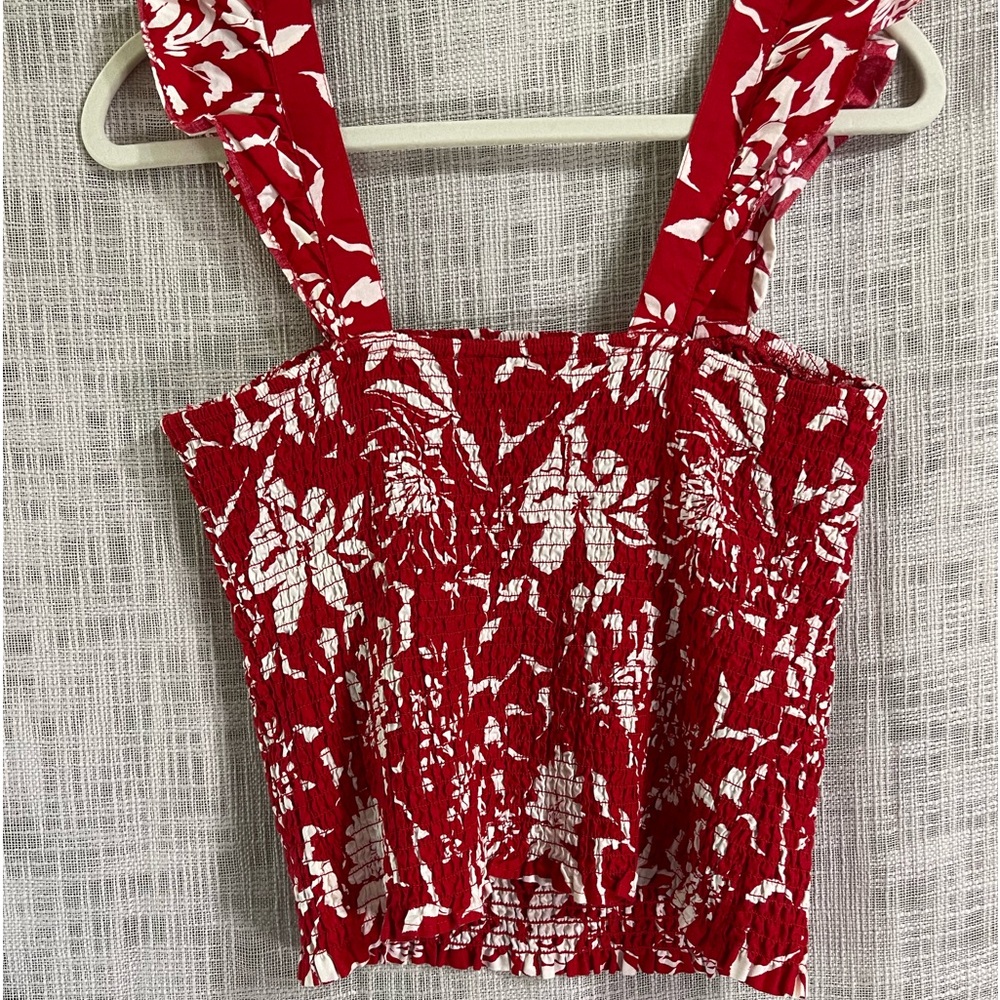 Patriotic tube top, red Hawaiian print top, summer top